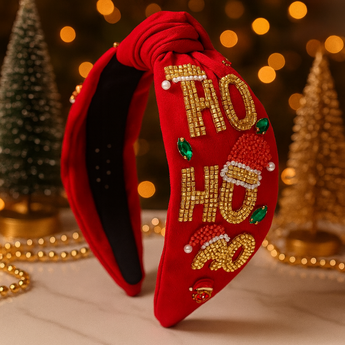 Red HO HO HO Headband