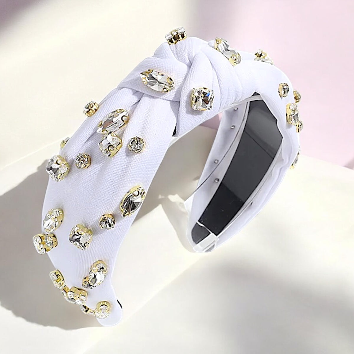 White Headband with Gemstones