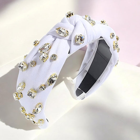 White Headband with Gemstones