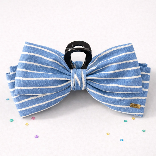 Light Blue Pinstripe Hair Clip