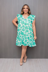 Green Floral Tiered Dress