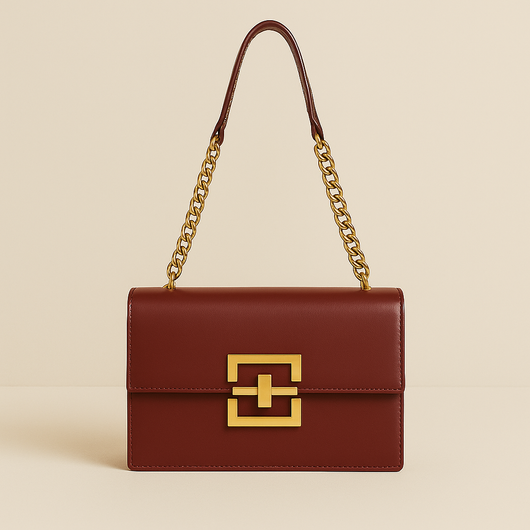 Red Trendy Lock Clasp Shoulder Bag