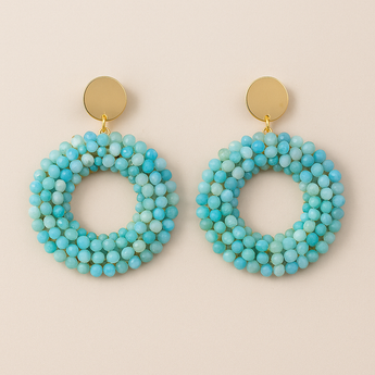 Teal Natural Beads Drop Earring