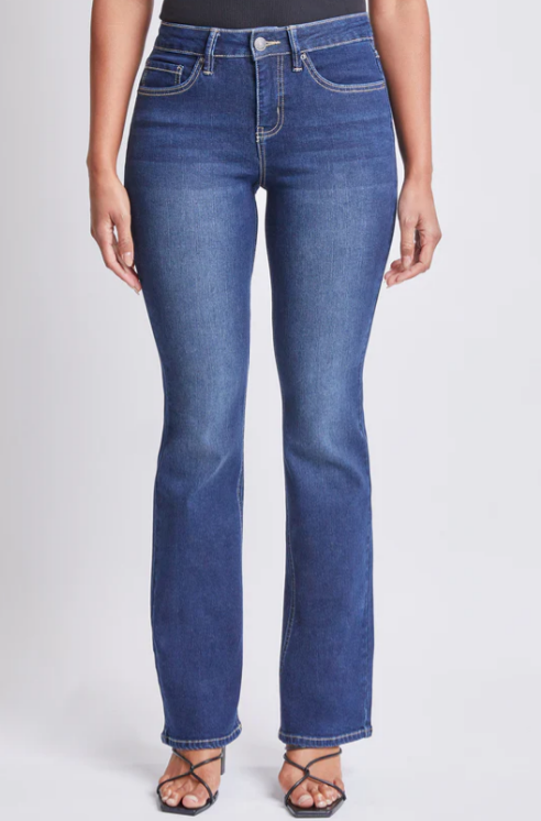 Dark Wash High Rise Flap Pocket Bootcut Jeans