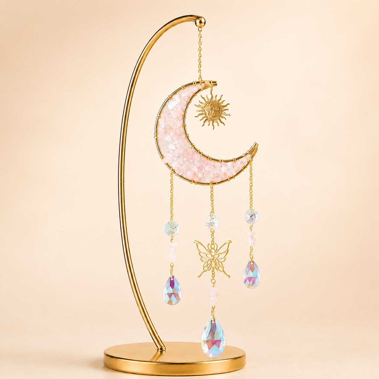 Rose Quartz Celestial Butterfly Wind Chime