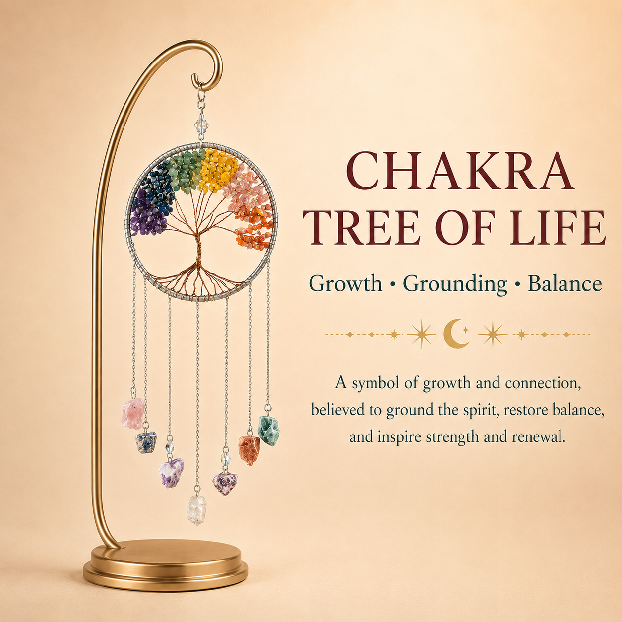 Silver Tree of Life Chakra Wind Chime