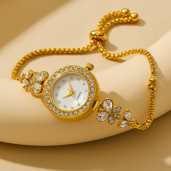 Gold Butterfly Rhinestone Adjustable Watch