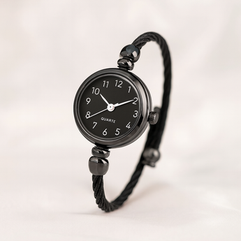 Black Bangle Quartz Watch