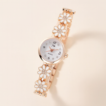 Rose Gold Flower Quartz Adjustable Watch
