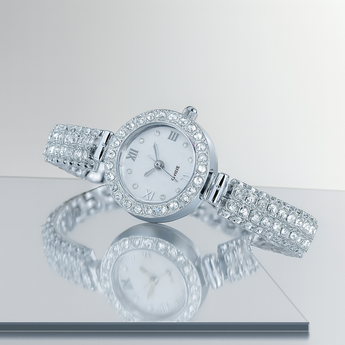Silver Rhinestone Adjustable Watch