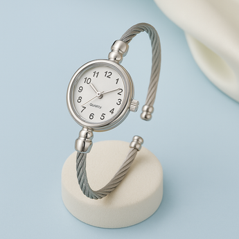 Silver Bangle Quartz Watch