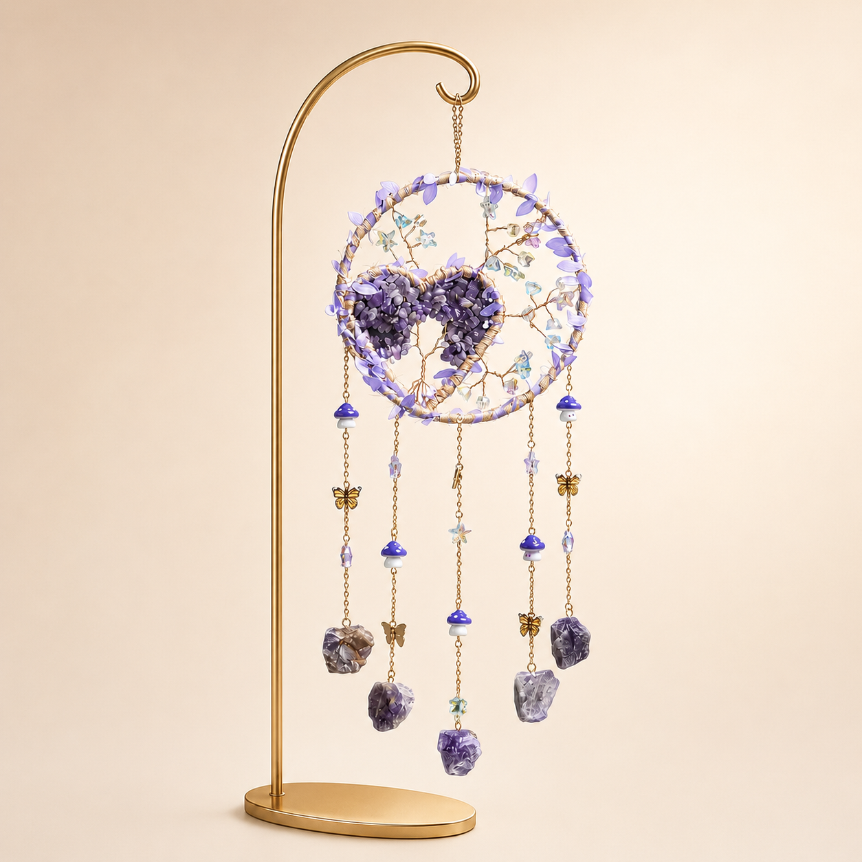Amethyst Heart Tree of Life Wind Chime