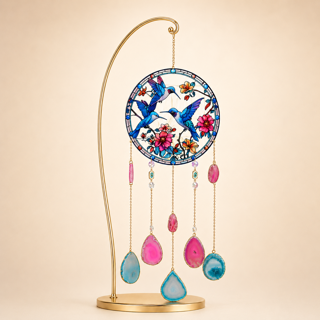 Hummingbird Garden Agate Wind Chime