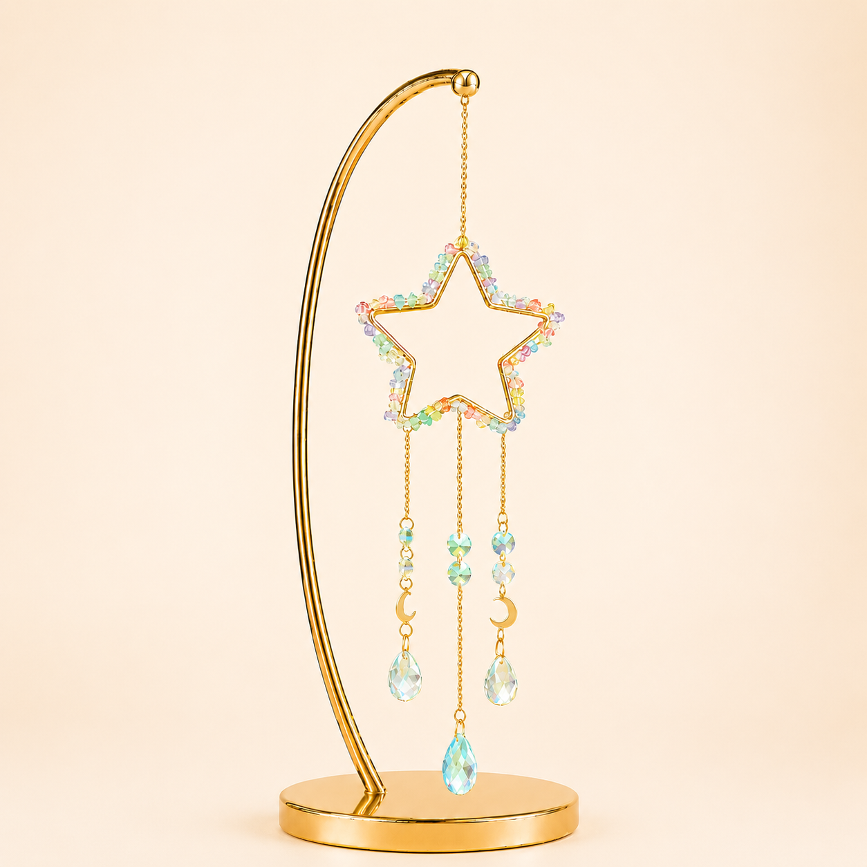 Pastel Rainbow Crystal Star Wind Chime