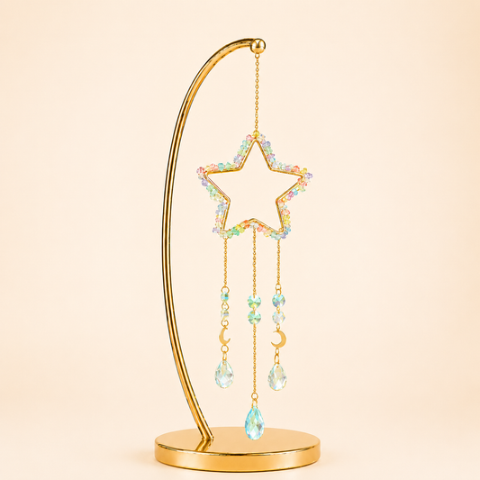Pastel Rainbow Crystal Star Wind Chime