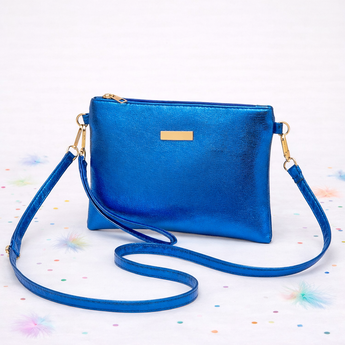 Blue Metallic Cross Body Bag