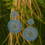 Blue Natural Beads Circle Drop Earring