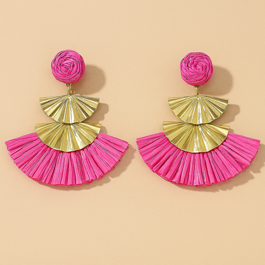 Fuchsia Pop Flapper Woven Earring