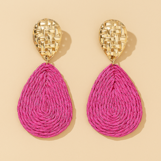 Fuchsia Pop Teardrop Woven Earring