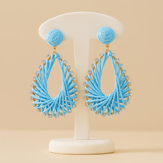Lake Blue Woven Teardrop Earring