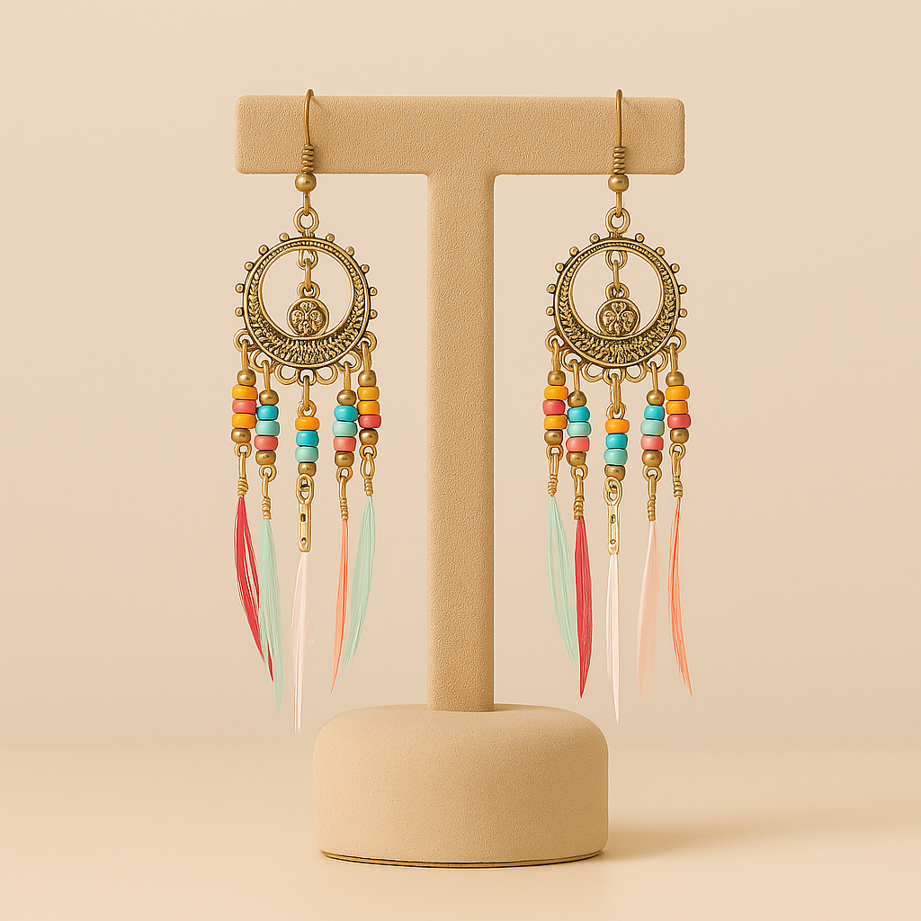 Dreamcatcher Feather Drop Earring