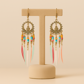 Dreamcatcher Feather Drop Earring