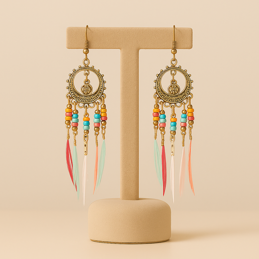 Dreamcatcher Feather Drop Earring
