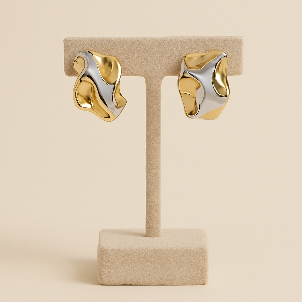 Silver/Gold Color Block Abstract Earring
