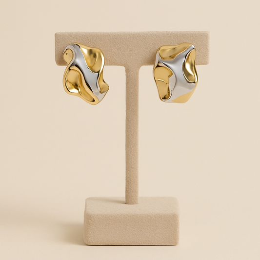 Silver/Gold Color Block Abstract Earring