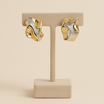 Silver/Gold Color Block Abstract Earring