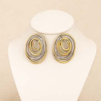 Silver/Gold Color Block Swirl Earring