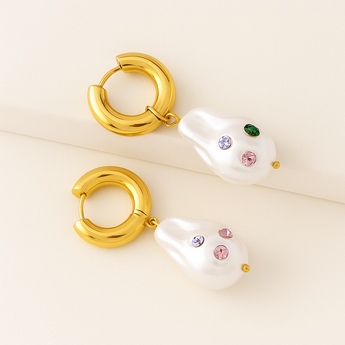 Pearl Geometric Drop Earrings