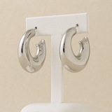 Silver Crescent Hoop Earring