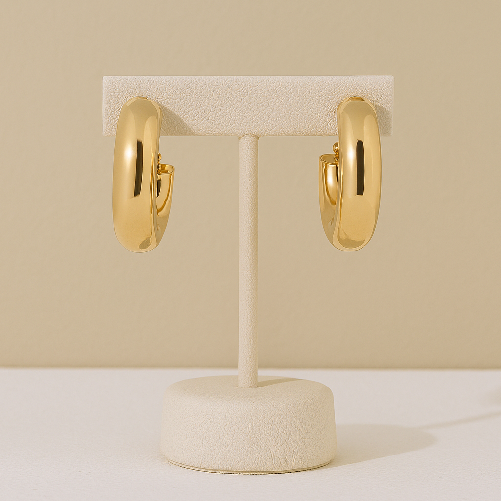 Gold Crescent Shape Hoop Earring