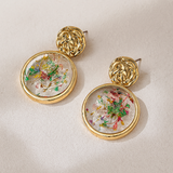 Small Circle Flower Inlay Drop Earring