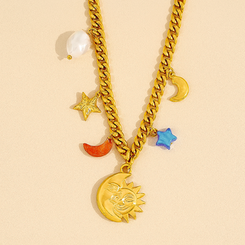 Sun and Moon Charms Necklace