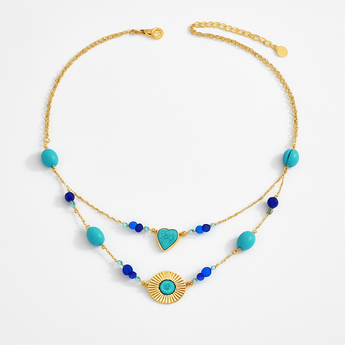 Blue Natural Stones Layer Necklace