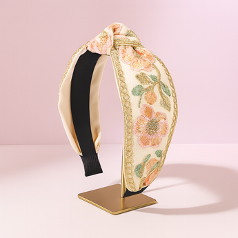 Orange Flower Embroidered Lace Headband