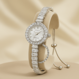 Silver Rhinestone Quarts Adjustable Watch