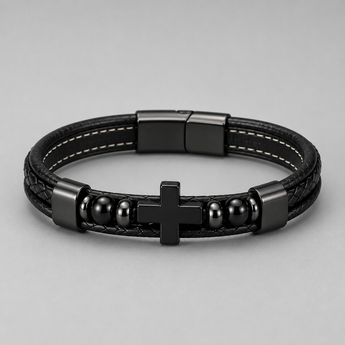 Midnight Black Cross Bracelet