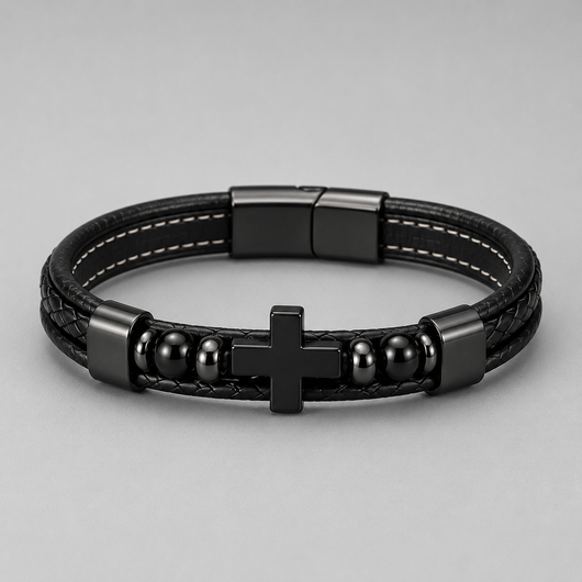 Midnight Black Cross Bracelet