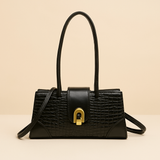 Black Crocodile Square Crossbody Bag