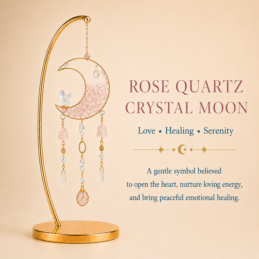 Rose Quartz Crescent Moon Wind Chime