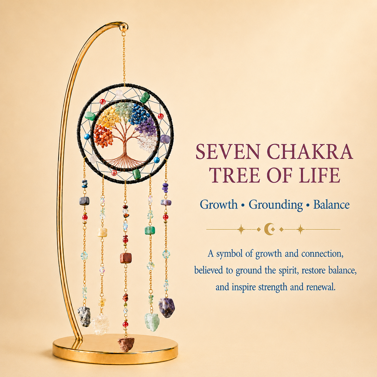Black Tree of Life Chakra Wind Chime