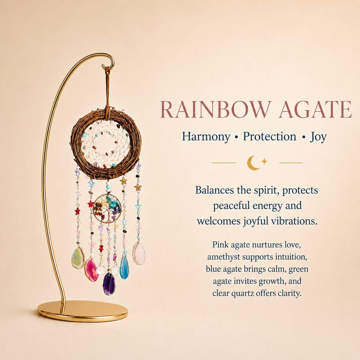 Rainbow Agate Tree of Life Dreamcatcher Chime
