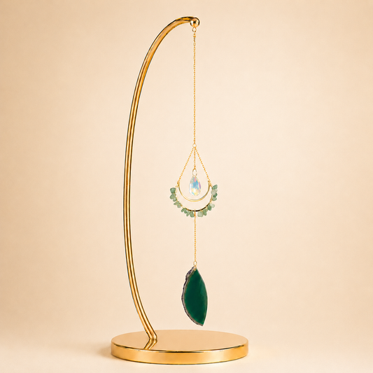 Green Aventurine Crescent Moon Wind Chime