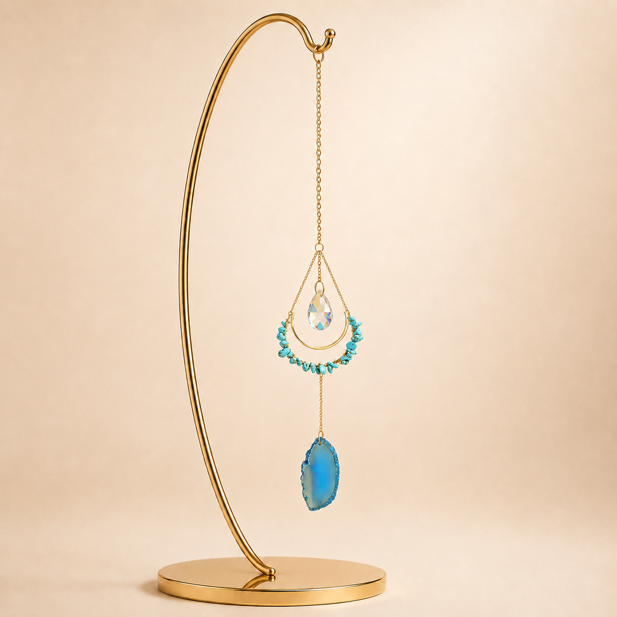 Turquoise Crescent Moon Wind Chime