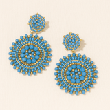 Blue Natural Beads Circle Drop Earring