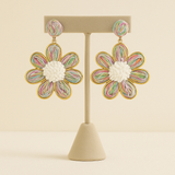 Tie Dye Woven Flower Drop Earring