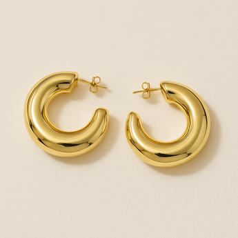 Gold Crescent Shape Hoop Earring